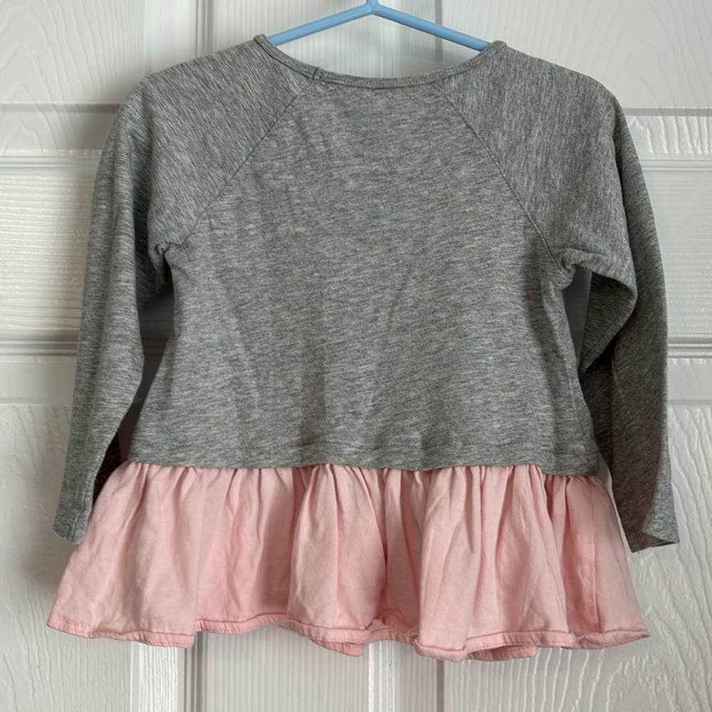 First Impressions baby Girl Printed Long Sleeve Mini Dress, Grey Combo Size: 24M - Picture 4 of 5